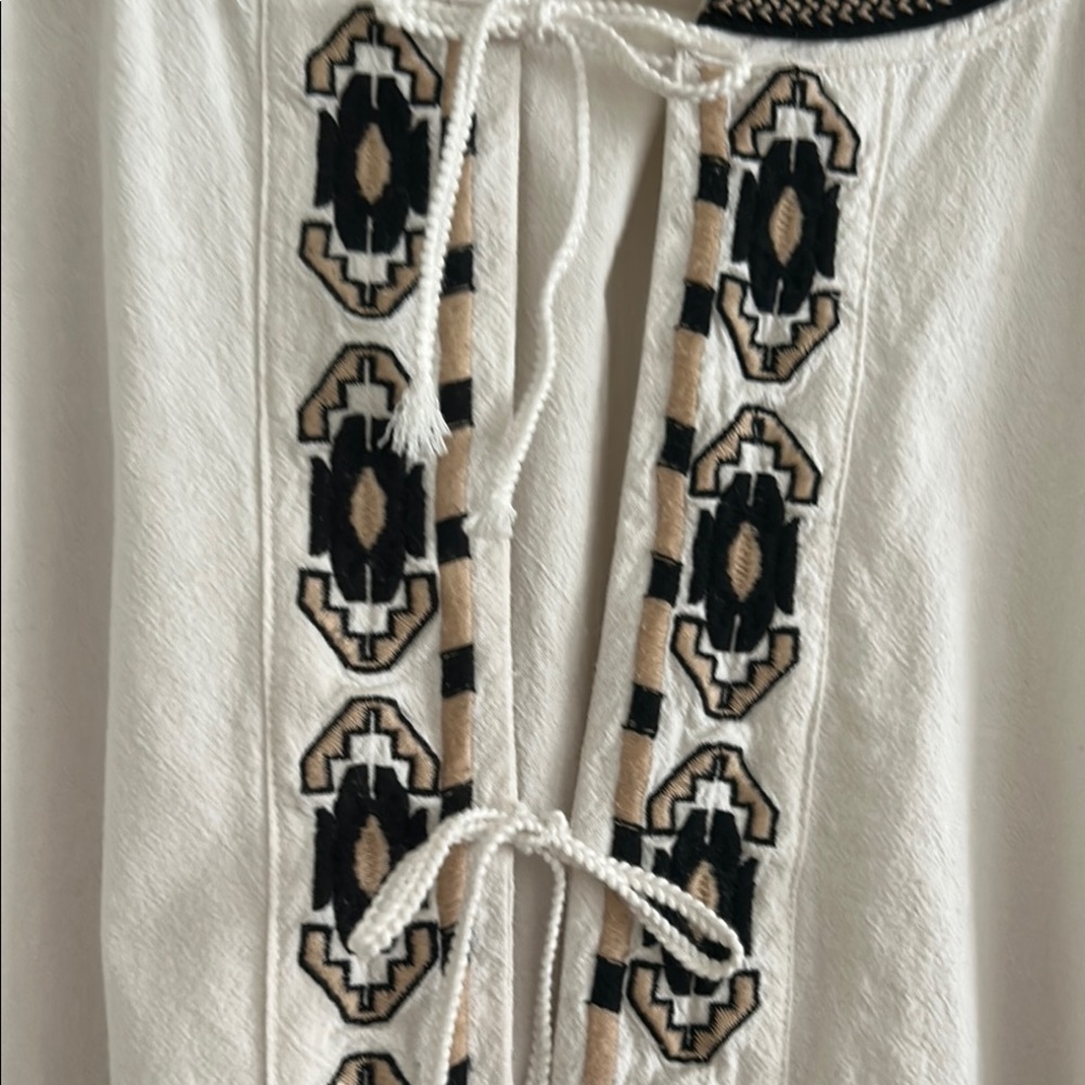 RD & Koko Tribal Embroidered Front-Tie Blouse Jacket - Picture 5 of 13